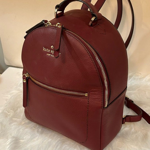 Kate Spade Pebbled Leather Backpack Burgundy bag - Picture 5 of 12